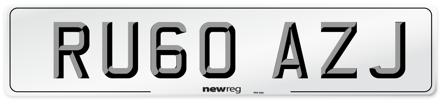 RU60 AZJ Number Plate from New Reg